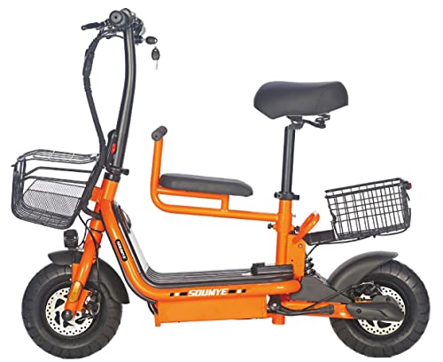 Soumye 48V 500W 13AH Folding Electric Scooters E-Scooter 10" Fat Tire Lithium-ion Battery