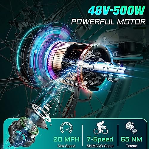 Vivi Electric Bike 500W, 26" Ebike for Adults